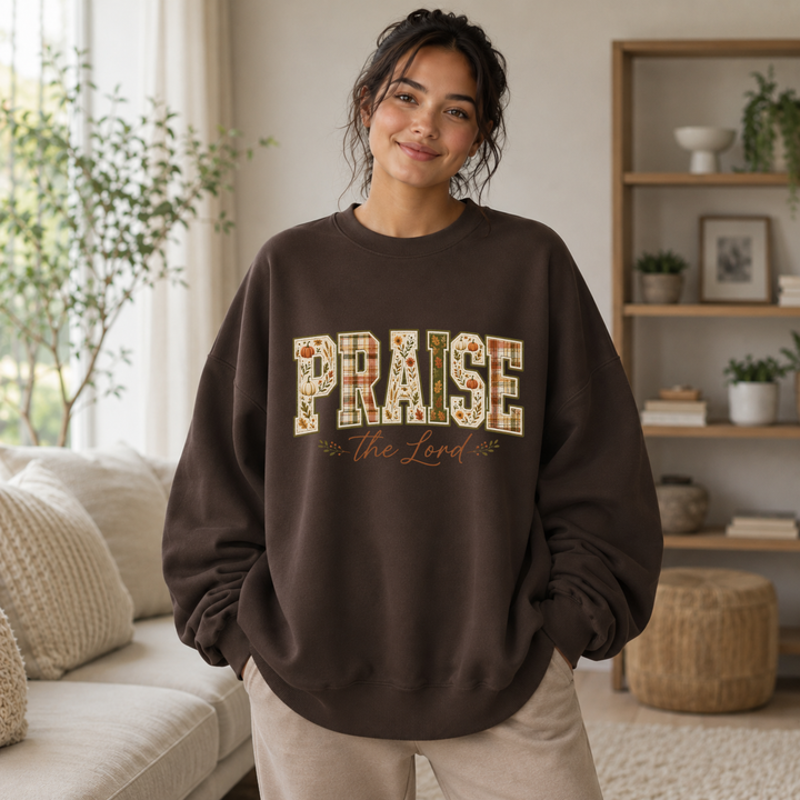 Praise the Lord Floral Varsity Crewneck
