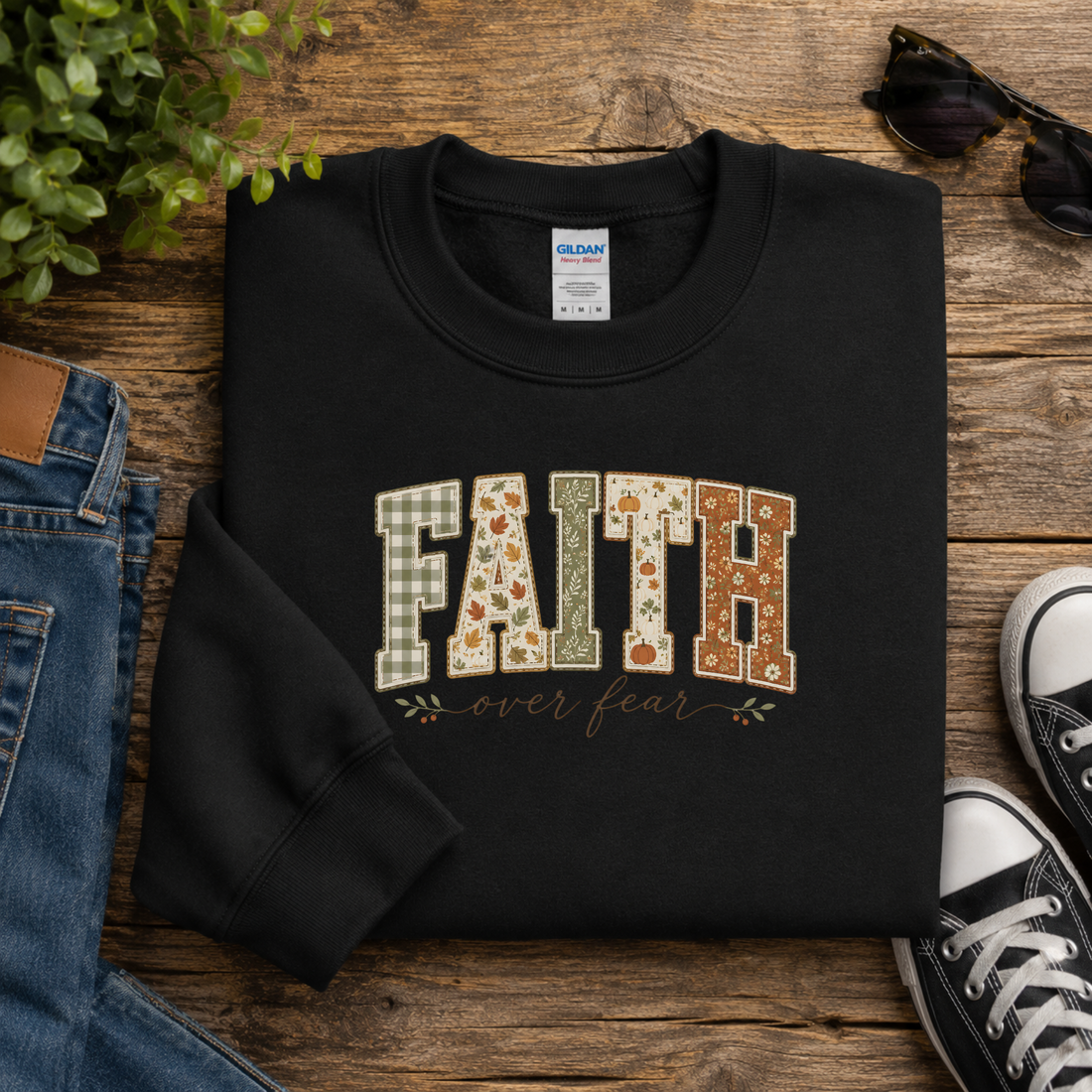 Faith Over Fear Varsity Floral Crewneck