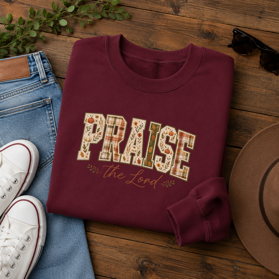 Praise the Lord Floral Varsity Crewneck