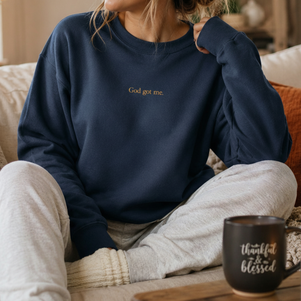 Gold Script 'Can't Get Me' Crewneck Sweatshirt | Minimal Text Design