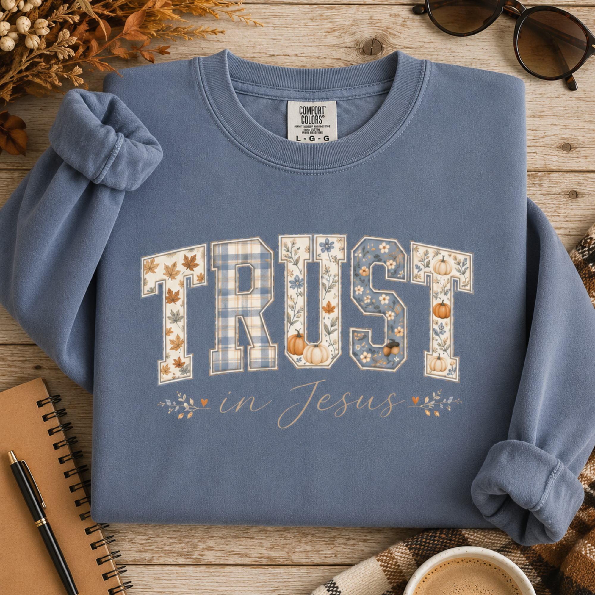 Trust in Jesus Floral Varsity Crewneck