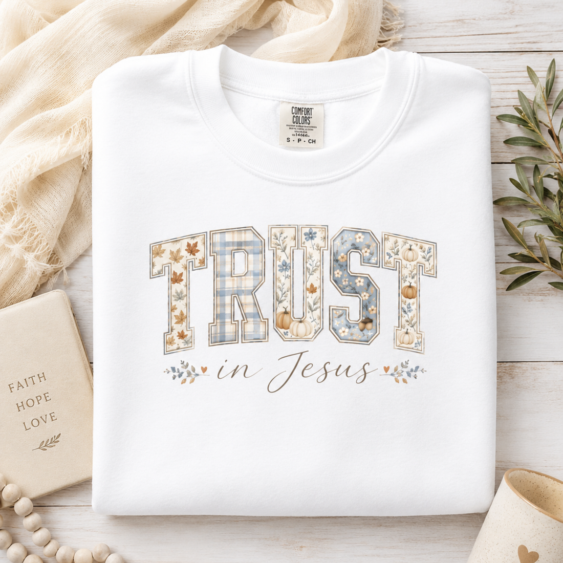 Trust in Jesus Floral Varsity Crewneck
