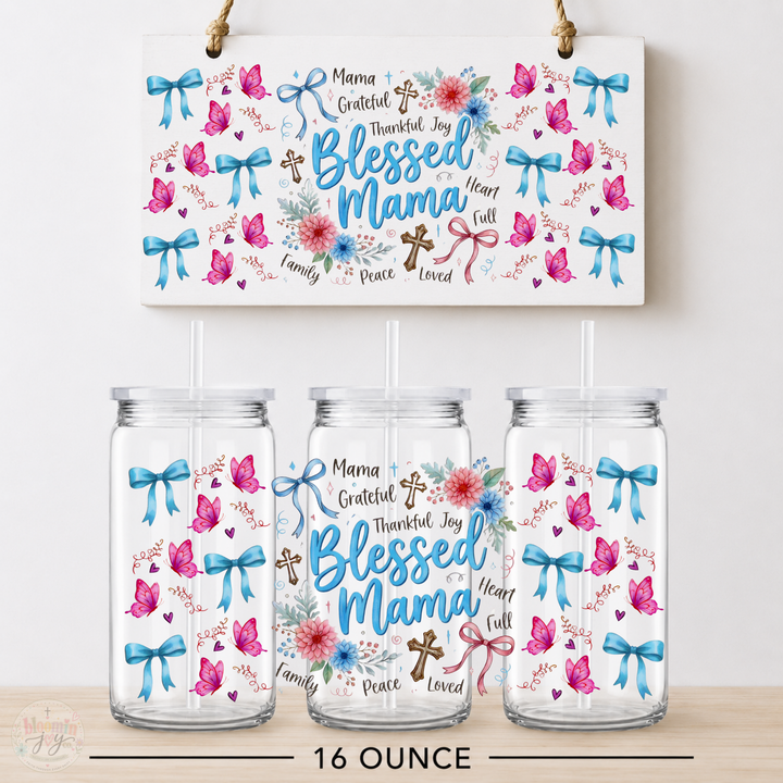 Blessed Mama Christian UV DTF Cup Wrap | 16 oz