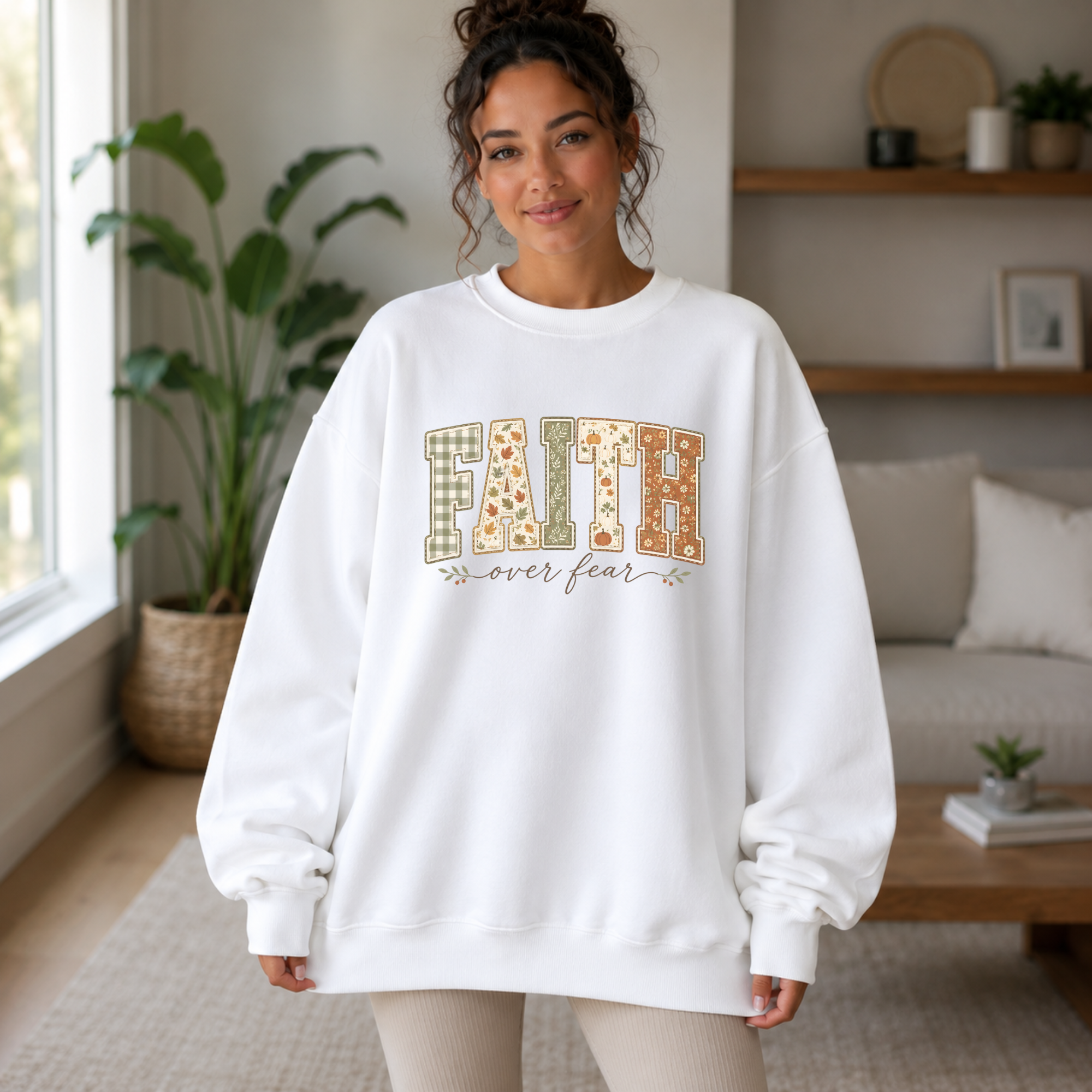 Faith Over Fear Varsity Floral Crewneck