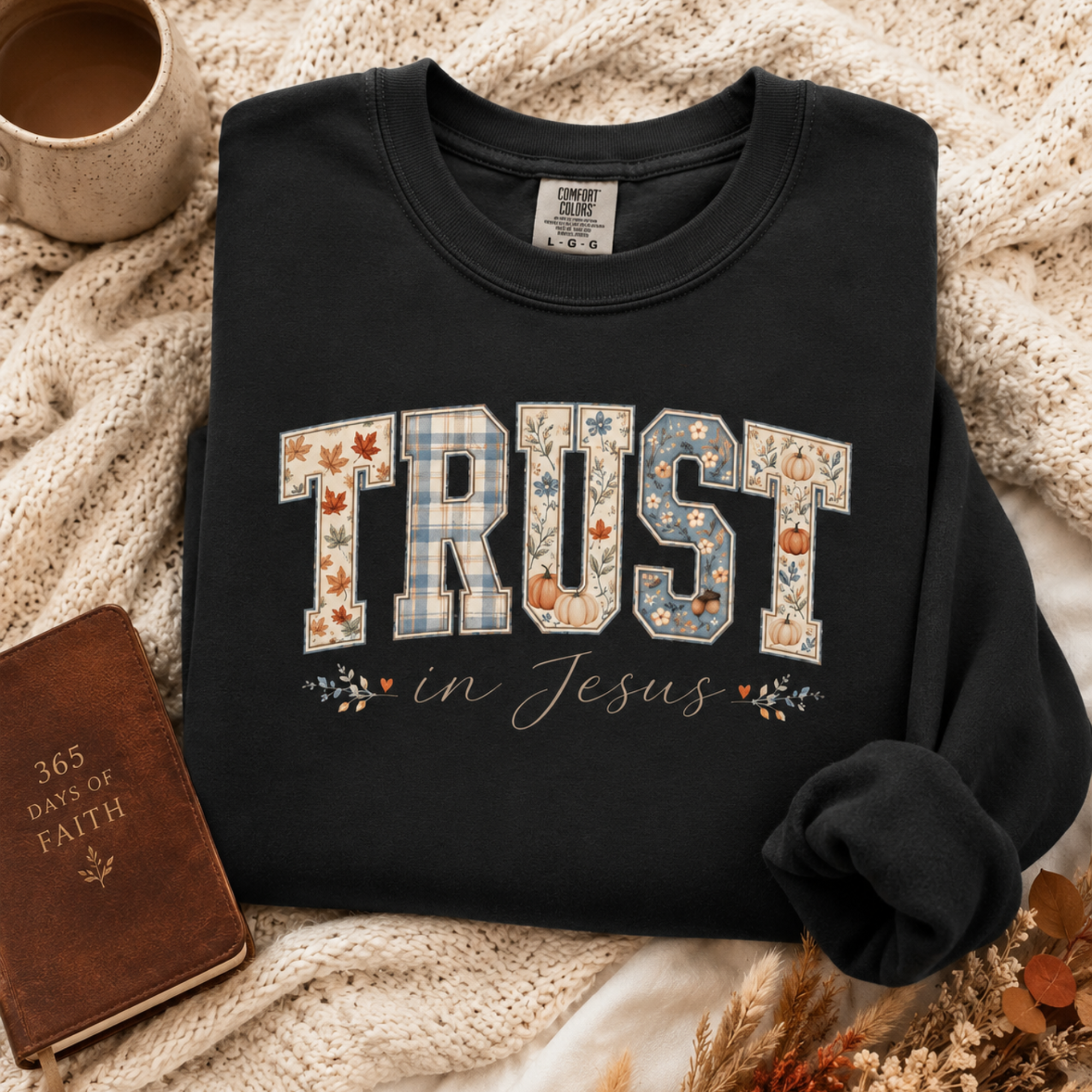 Trust in Jesus Floral Varsity Crewneck