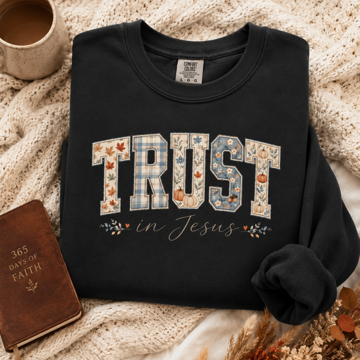 Trust in Jesus Floral Varsity Crewneck