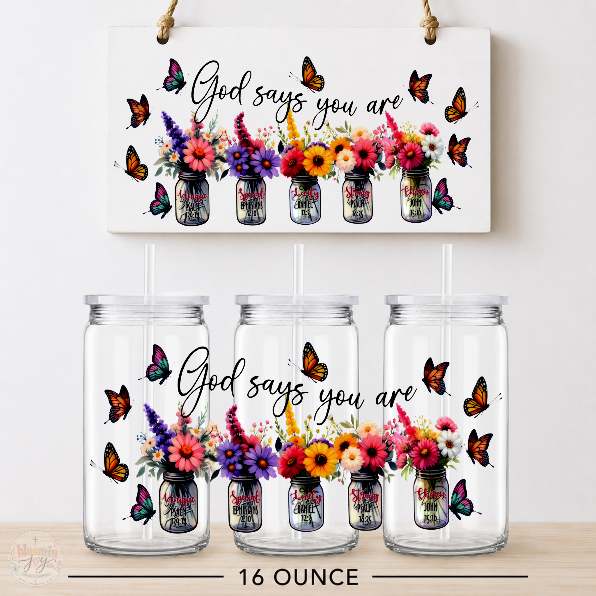 God Says You Are UV DTF Cup Wrap | Christian Affirmation Gift | 16 oz