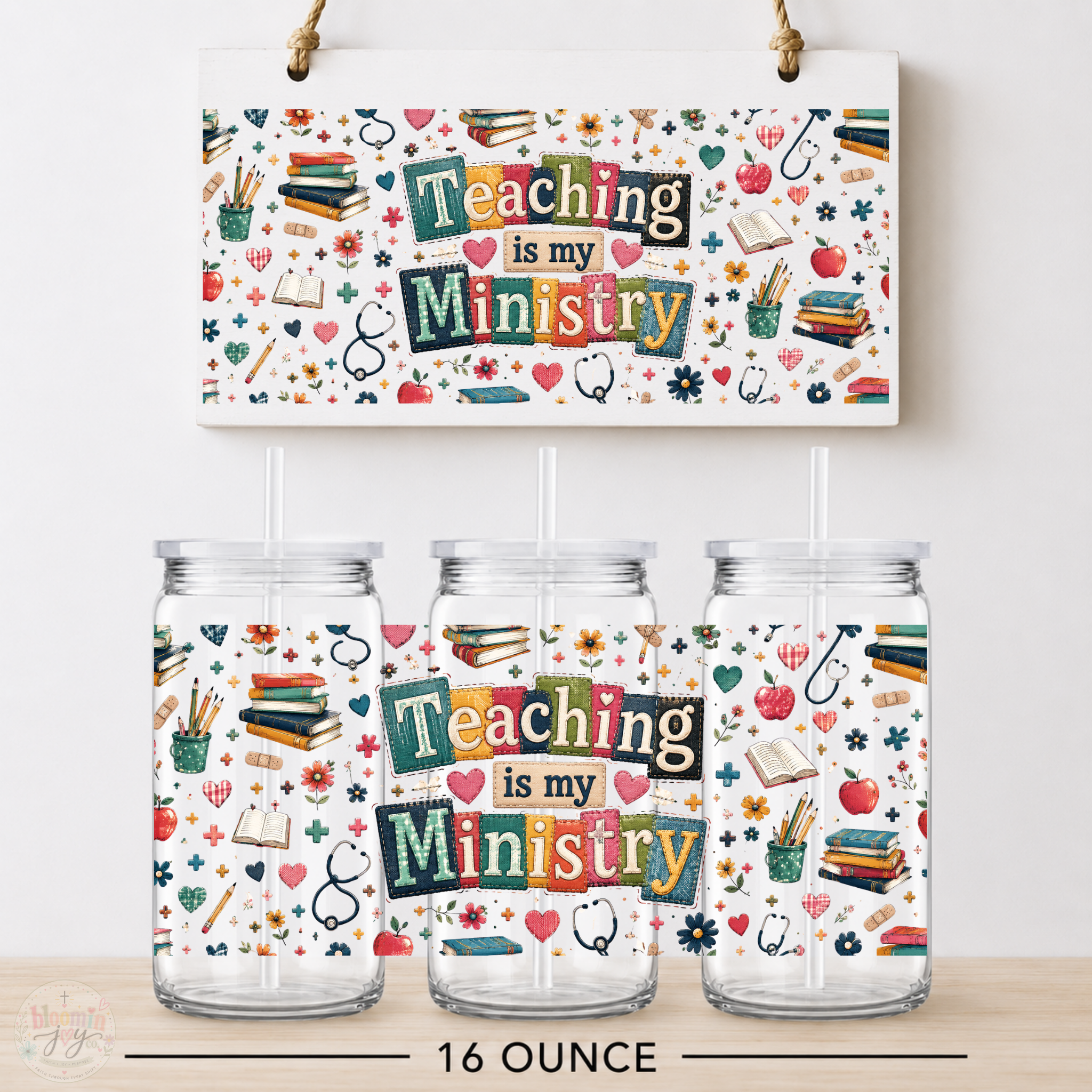 Teaching Is My Ministry UV DTF Cup Wrap | Christian Teacher Gift | 16 oz