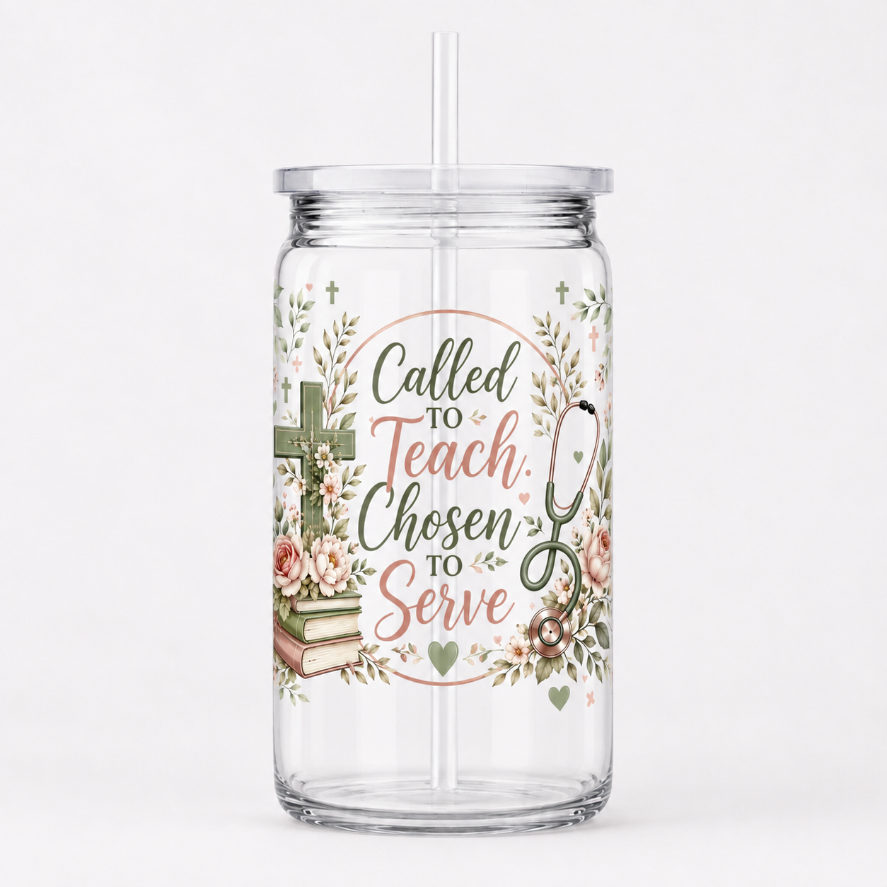 Called to Teach Chosen to Serve UV DTF Cup Wrap | Christian Nurse Educator 16 oz Cup