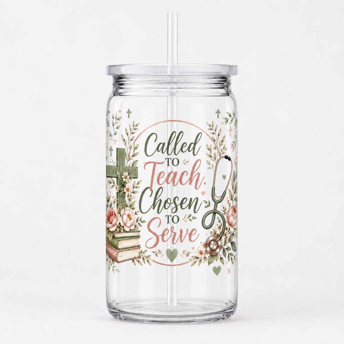 Called to Teach Chosen to Serve UV DTF Cup Wrap | Christian Nurse Educator 16 oz Cup