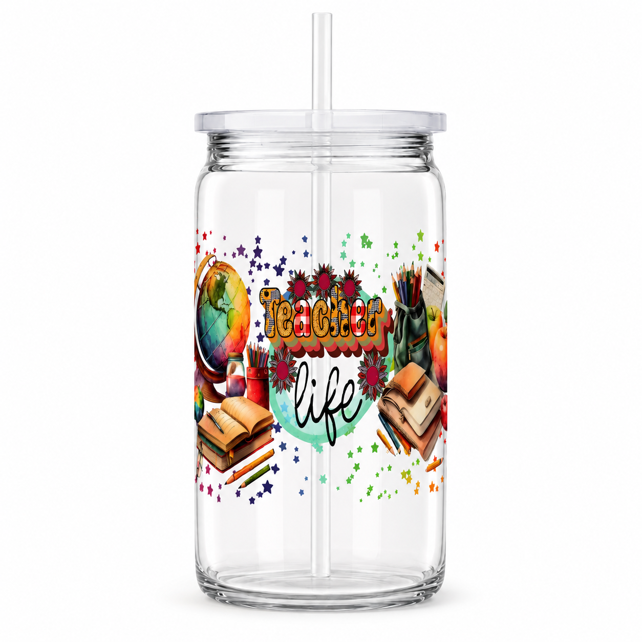 Teacher Life Colorful School Supplies UV DTF Cup Wrap | Educator Gift | 16 oz