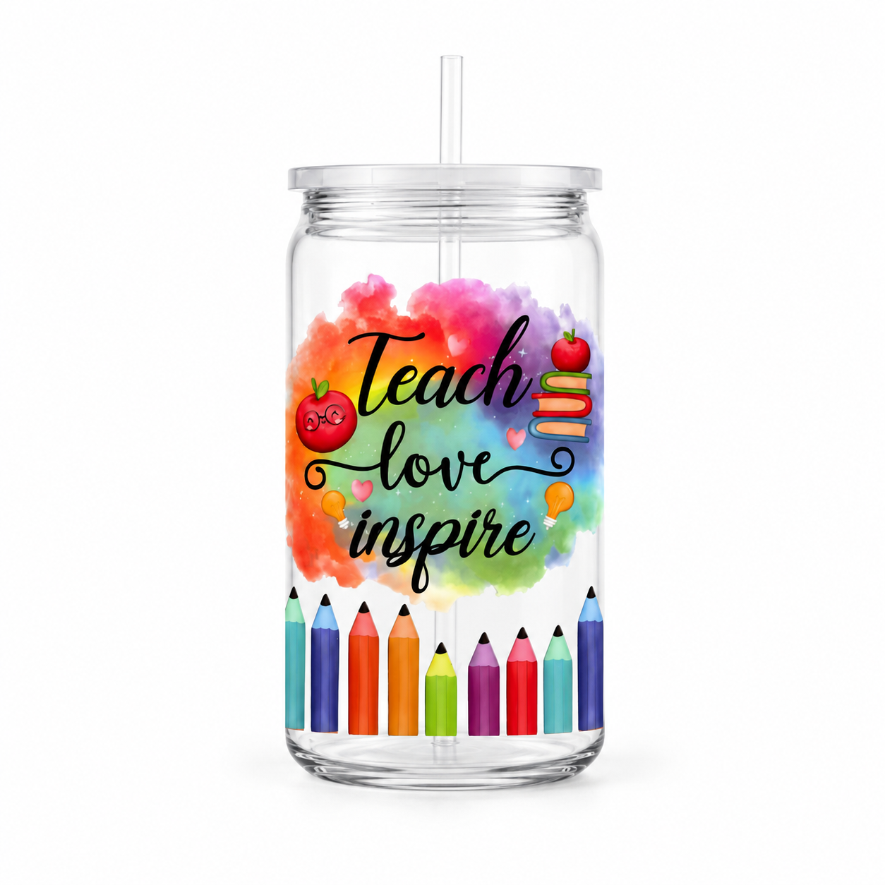 Teach Love Inspire Teacher UV DTF Cup Wrap | 16 oz