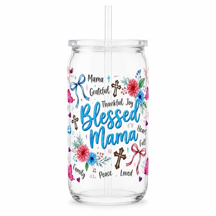 Blessed Mama Christian UV DTF Cup Wrap | 16 oz