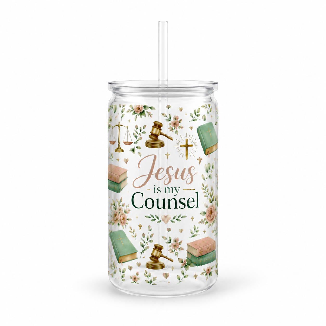 Jesus Is My Counsel Lawyer UV DTF Cup Wrap | Christian Legal Professional Gift | 16 oz