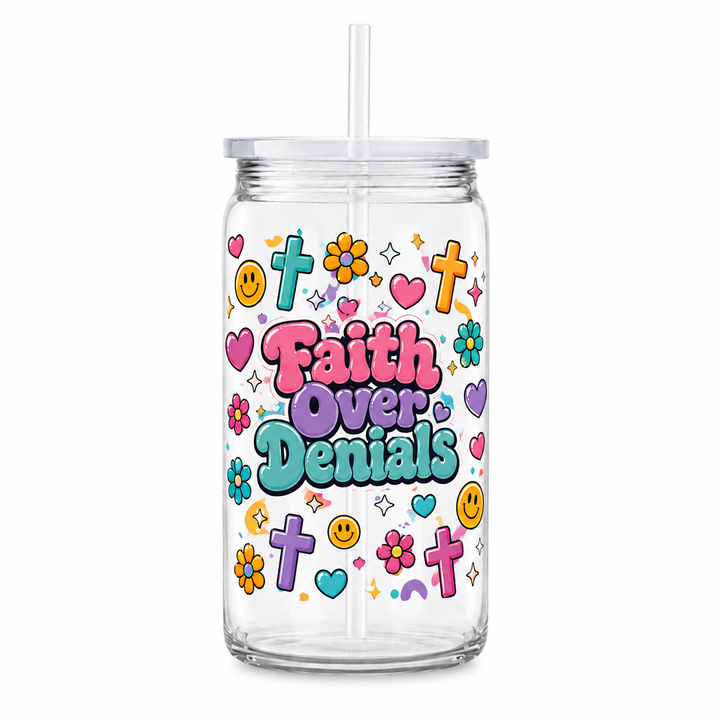 Faith Over Denials UV DTF Cup Wrap | Medical Billing and Coding Gift | 16 oz