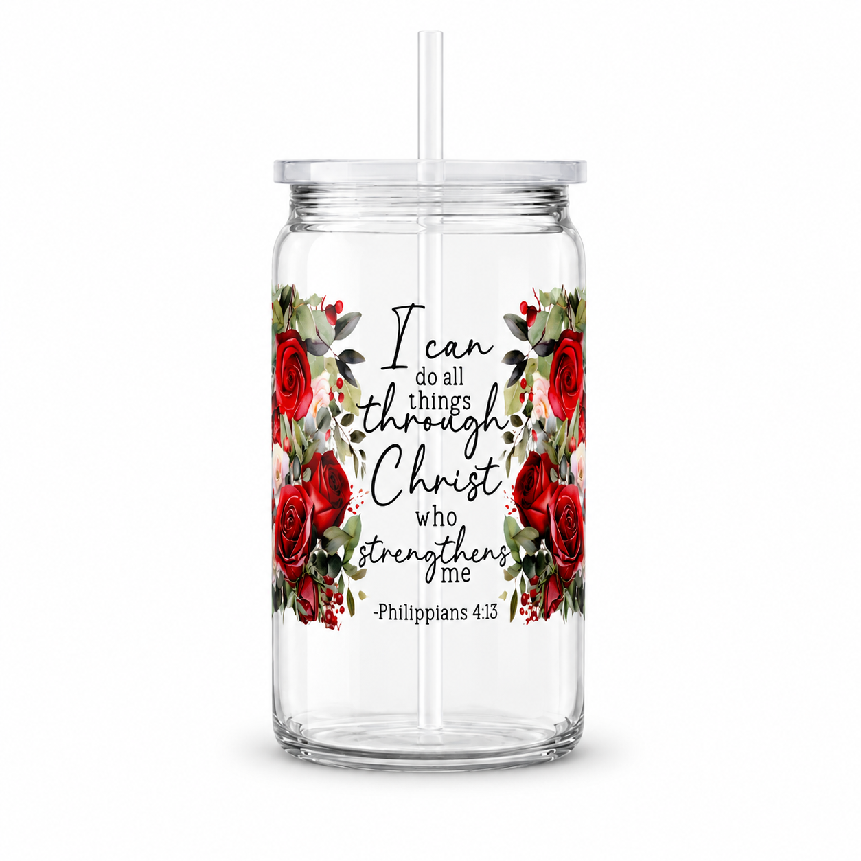 I Can Do All Things Through Christ UV DTF Cup Wrap | Philippians 4:13 Christian Gift | 16 oz