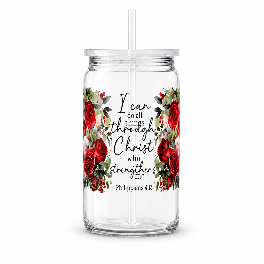 I Can Do All Things Through Christ UV DTF Cup Wrap | Philippians 4:13 Christian Gift | 16 oz