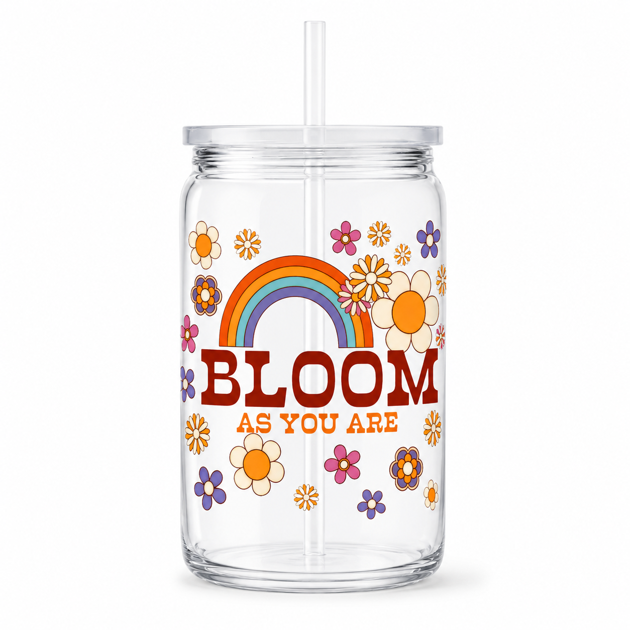 Bloom As You Are Retro Floral UV DTF Cup Wrap | 16 oz