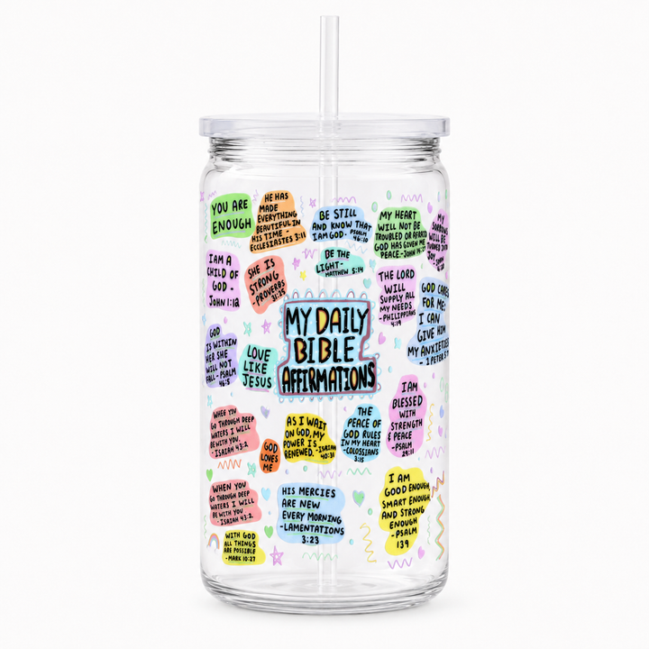 My Daily Bible Affirmations UV DTF Cup Wrap | 16 oz Christian Faith Cup