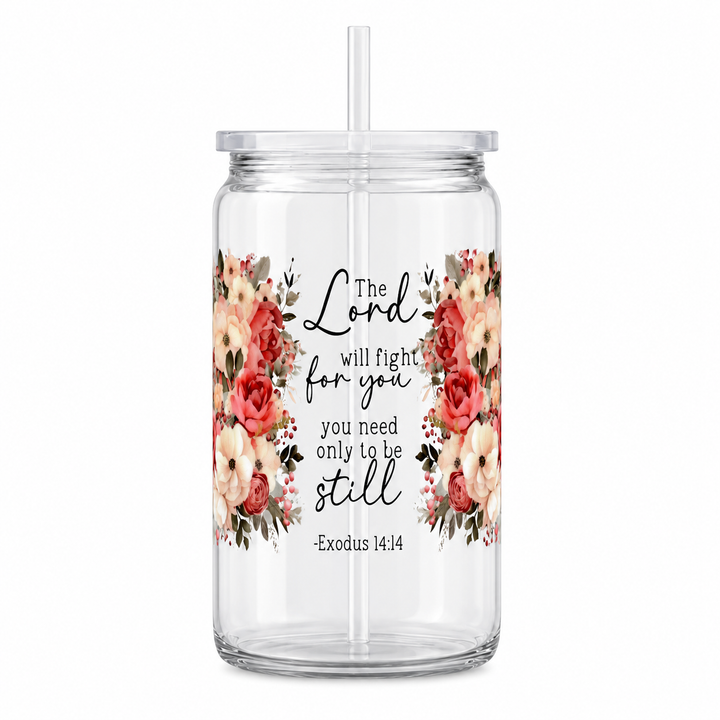 The Lord Will Fight for You UV DTF Cup Wrap | Exodus 14:14 Christian Gift | 16 oz