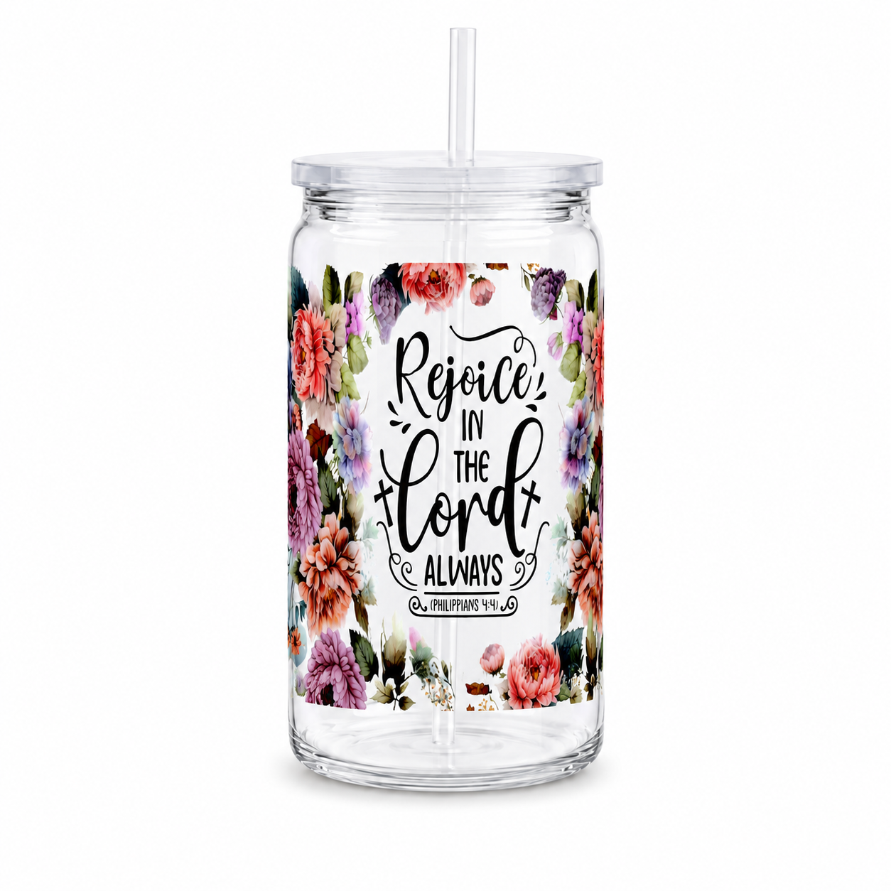 Rejoice in the Lord Always UV DTF Cup Wrap | Philippians 4:4 Christian Gift | 16 oz