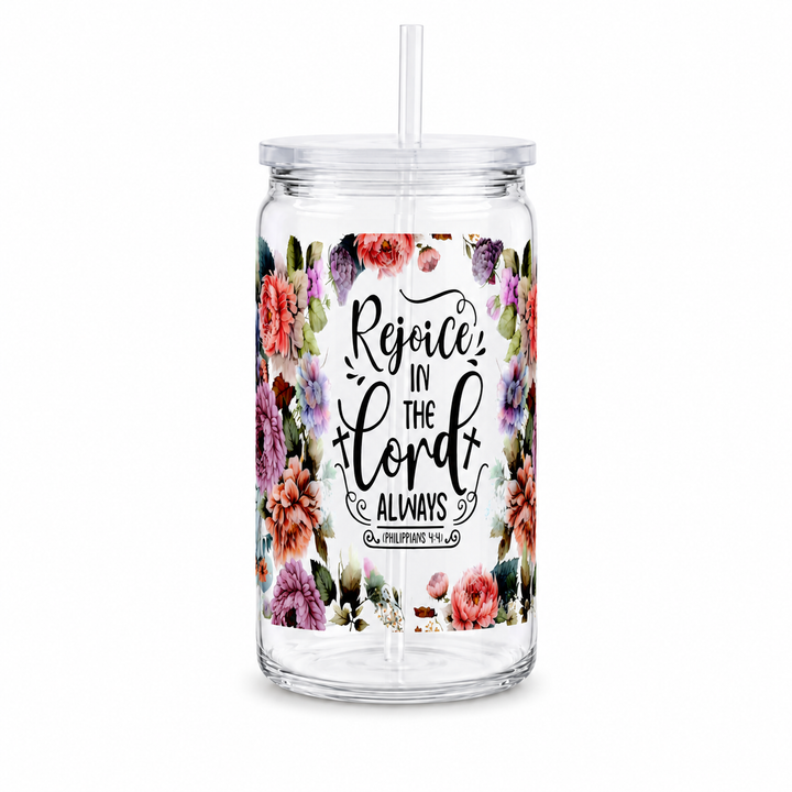 Rejoice in the Lord Always UV DTF Cup Wrap | Philippians 4:4 Christian Gift | 16 oz