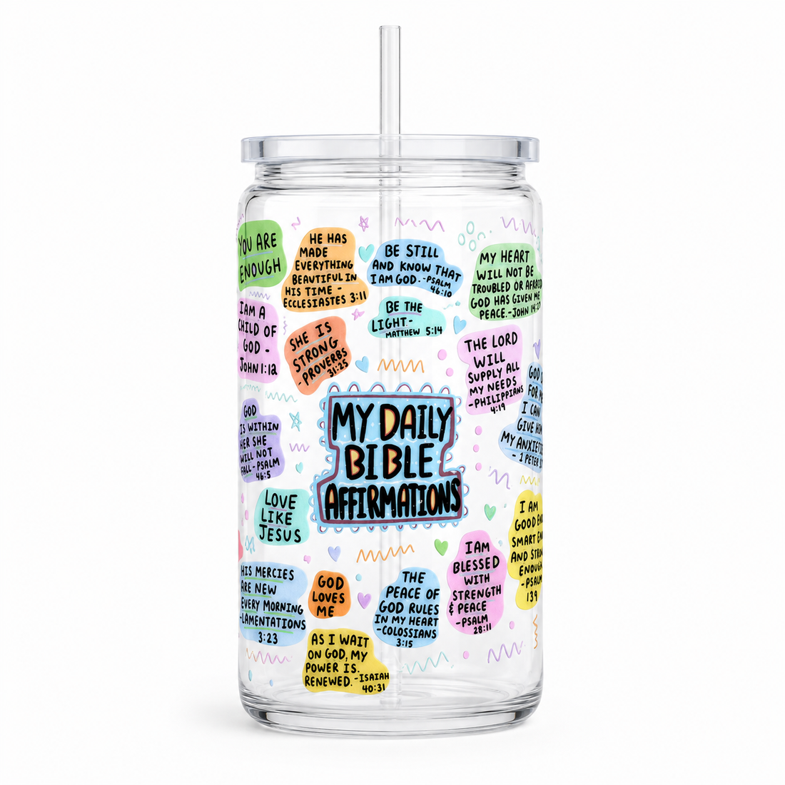 My Daily Bible Affirmations UV DTF Cup Wrap | Christian Scripture Gift | 16 oz
