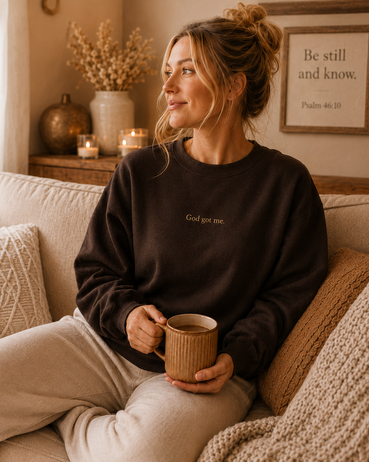 Gold Script 'Can't Get Me' Crewneck Sweatshirt | Minimal Text Design