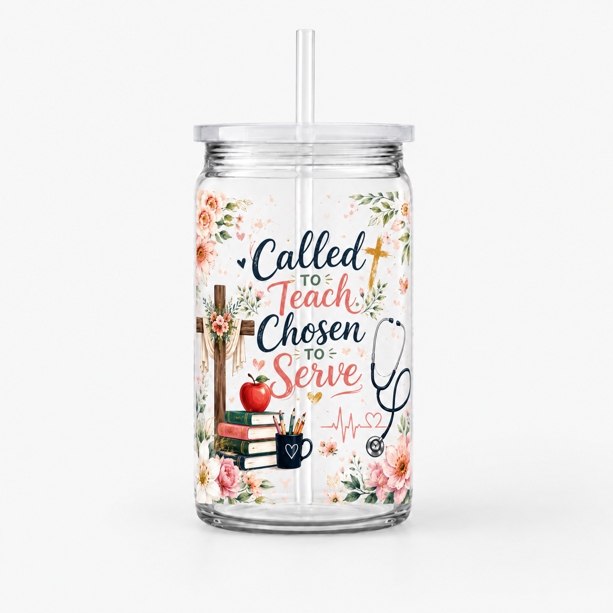 Called to Teach Chosen to Serve UV DTF Cup Wrap | 16 oz Christian Nurse Educator Cup