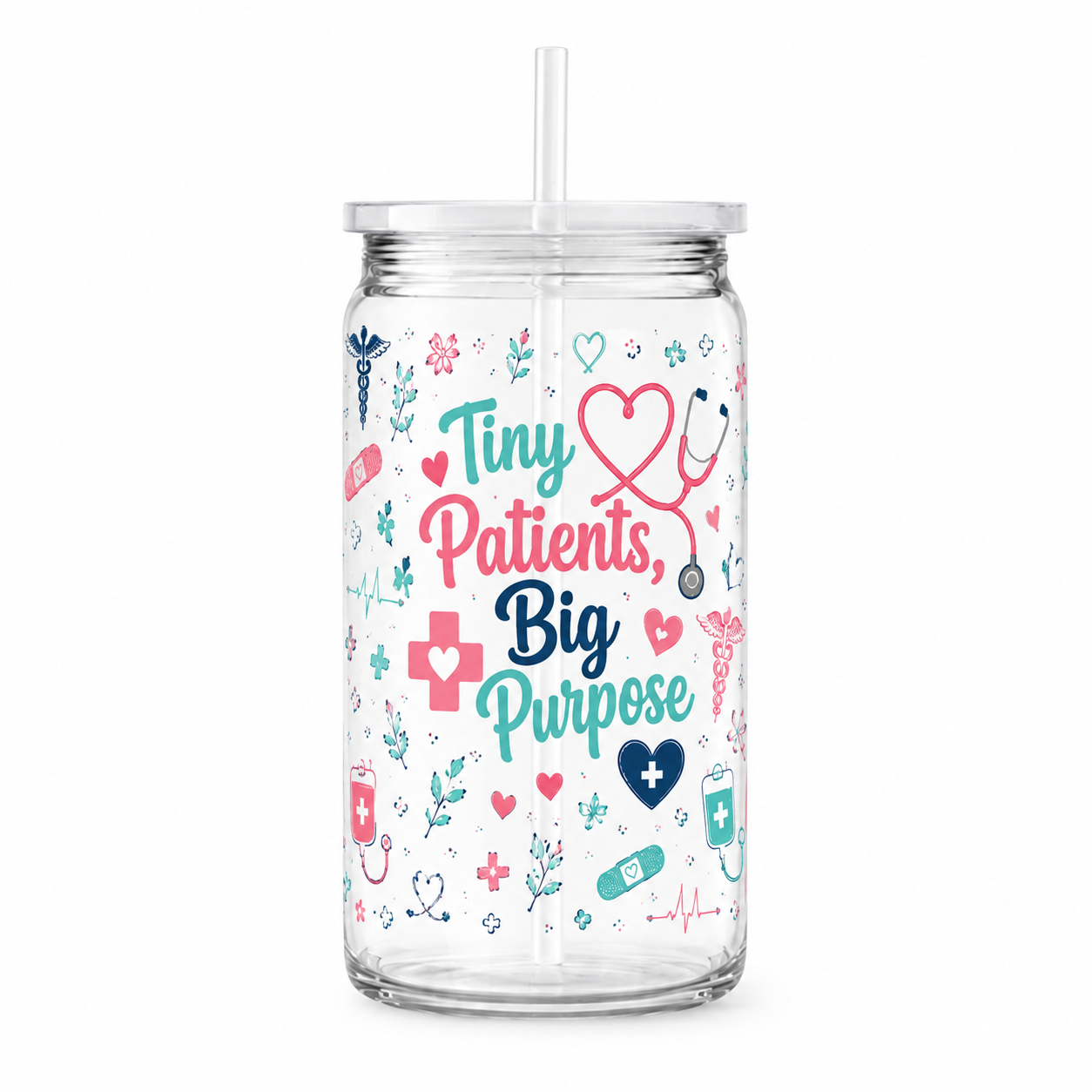 Tiny Patients Big Purpose UV DTF Cup Wrap | Pediatric 16 oz Cup