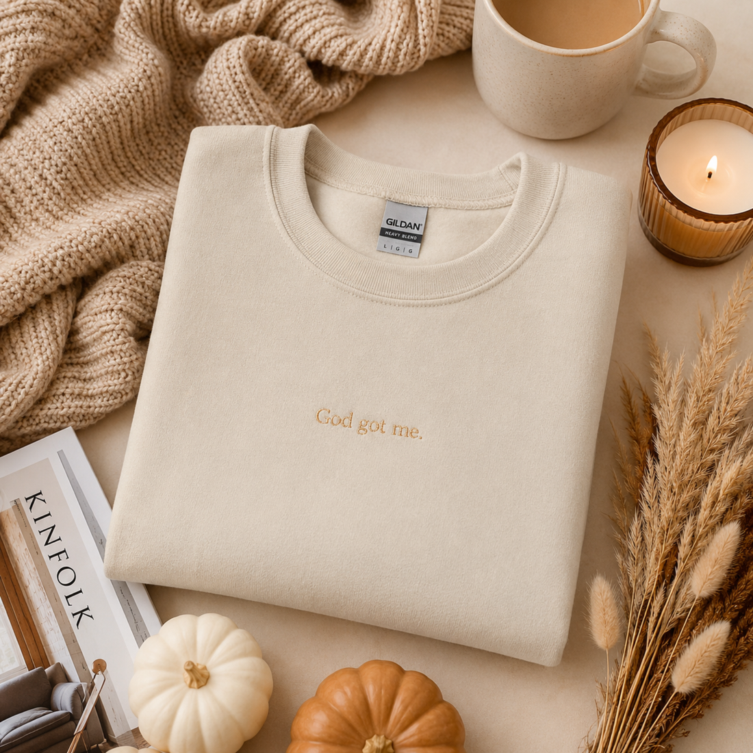 Gold Script 'Can't Get Me' Crewneck Sweatshirt | Minimal Text Design
