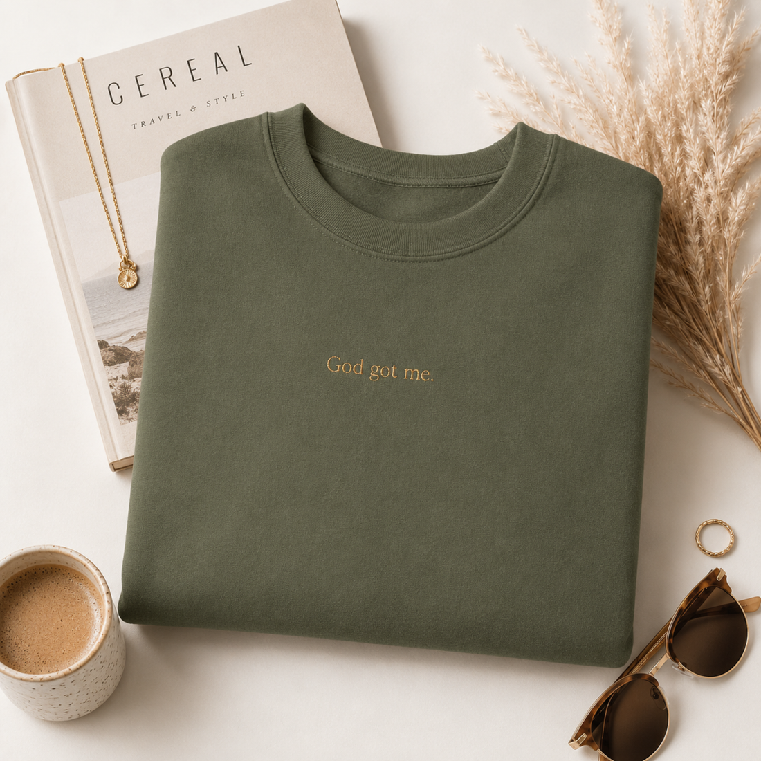 Gold Script 'Can't Get Me' Crewneck Sweatshirt | Minimal Text Design